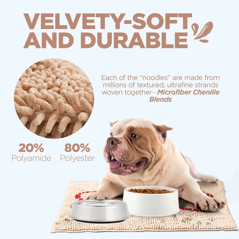 Soggy Doggy Slopmat - Beige/Red Bone - 18” x 24″