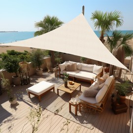 Shade&Beyond Custom Sun Shade Sail 12'x18'x21.6' Triangle Sun Sail Shades Patio UV Block Breathable for Garden Yard Activities, Cream (We Make Custom Size)