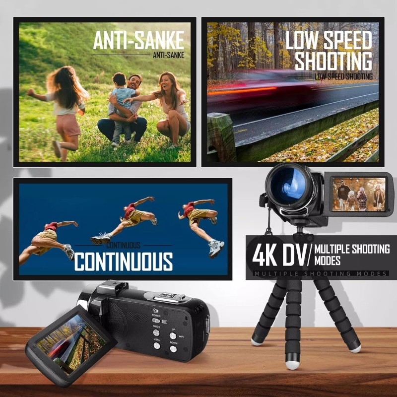 NBD Video Camera 4K 48MP Night Vision Camcorder Touch Screen