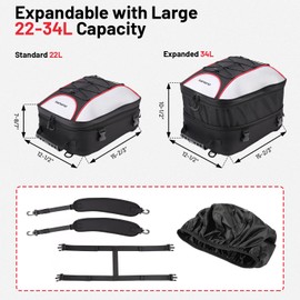 Oumurs 22L-34L Motorcycles Tail Bag,Reflective Backpack 1680D Oxford Motorcycle Bags Back Seat Luggage Bags with Rain Cover,Motorcycle Helmet Bags Backpack Storage for Motorcycles Weekender Travel