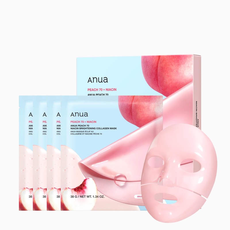 ANUA Peach 70 Niacin Brightening Collagen Mask, Overnight Face Mask