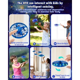 Flying Spinner Toys for Kids,Mini Drone Hand Controlled Flying Fidget Spinner UFO Flying Orb Boomerang Hover Drone Kids Cool Stuff Gadgets Gifts for 6 7 8 9 10+ Year Old Boys Girls Teens Adults (Blue)