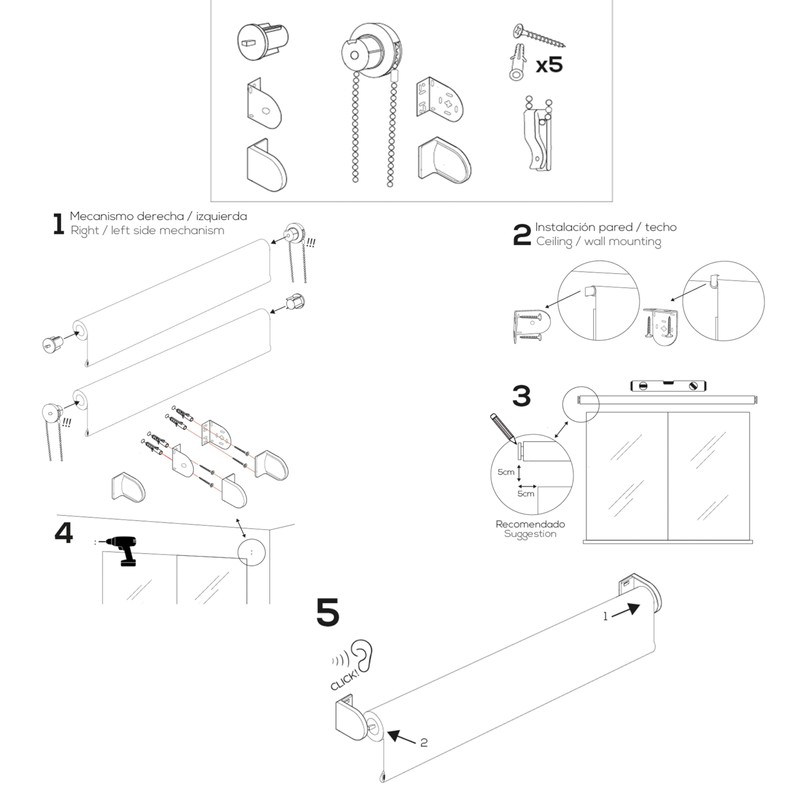 Blindecor | Kit meccanismo per tende avvolgibili | Compatibile con