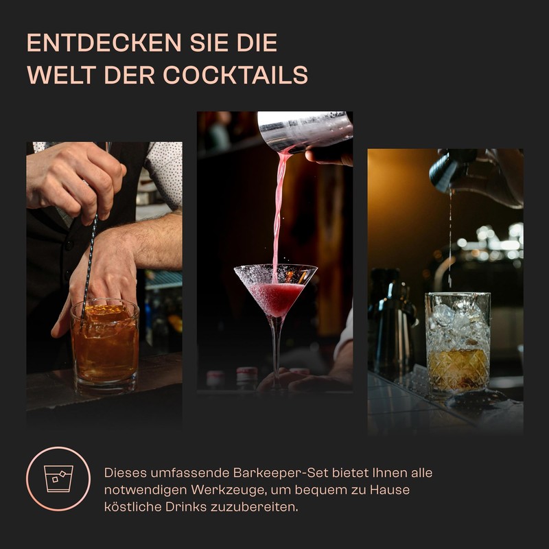 Bartender Set 11 Tbsp with Base Copper Shine Shaker Cobbler