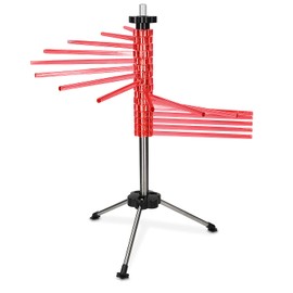 Navaris Collapsible Pasta Drying Rack - Tall Compact Spaghetti Noodle Stand with 16 Plastic Rods - Fresh Pasta Making Accessories - up to 2 kg (4.5 lbs) - Red