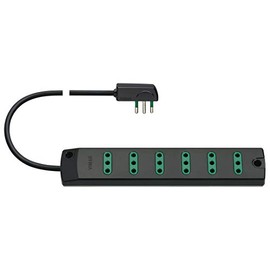 VIMAR FP00402.C SICURY P11 Mobile Multi-Socket with 6 Outputs (Small), 1.5 m Cable and Flat Plug 2P+T 10A (Small), Italian Standard Type SPA11, Black