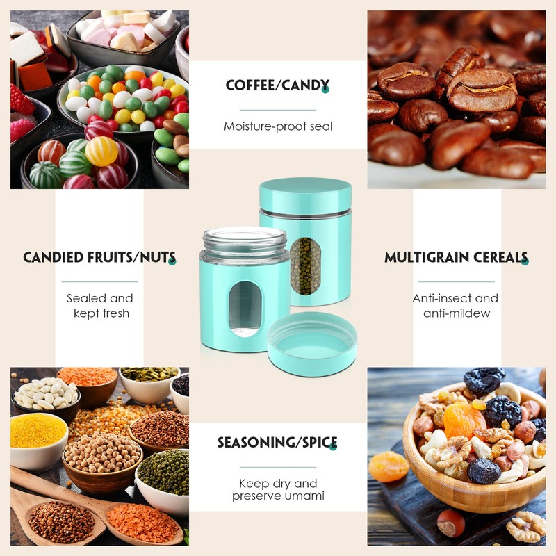 6 Pack Kitchen Canisters Set 20 oz Airtight Stainless Steel
