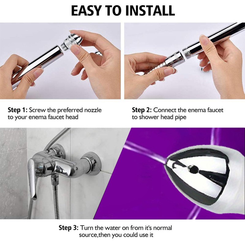 Aluminium Shower Set Shower Wash System, 3-Piece Aluminium Enema Set