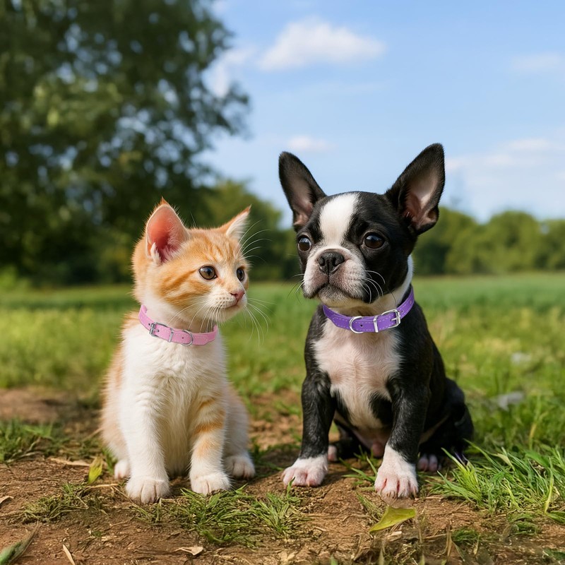 16 Pcs Puppy Leather Collars for Litter, 16 Color ID