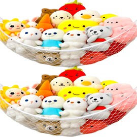 2 PCS Stuffed Animal Hammock, Corner Hanging Net for stuffed animal storage Stuffed Plush Net for Kids' Room Decor