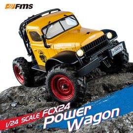 EAZYRC x FMS 1/24 Power Wagon 4WD RC Crawler RTR Truck RC Car for Sandland Desert Dirt Road for Men Boys with Battery , LED Light ,Transmission and USB Charger (Yellow)