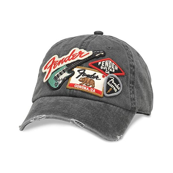 AMERICAN NEEDLE Iconic Fender Electric Guitar Baseball Dad Hat (FEND-1905A-BLK) Black
