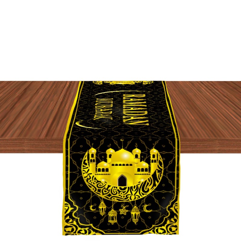 Ramadan Mubarak Table Runner Ramadan Table Decorations, Ramadan Tablecloth Happy