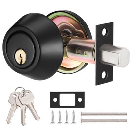 Faankiton Door Knob with Lock, Door Knob Lock, Stainless Steel Door Knob with Ball, Door Knob Set with Lock, Ball Door Knob, Round Ball Lock (Handle-less Lock, Black)