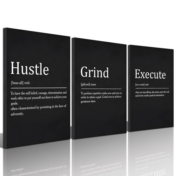 COSCTOR Set of 3 Motivational Wall Art Canvas Grind Hustle