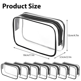 20 Pieces Clear Cosmetic Bags, Waterproof Toiletry Bags PVC Plastic Zippered Pouches Makeup Bags Zippered Organizer Cases for Travel Bathroom (7.1'' x 2.2'' x 4.7'')