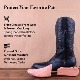 FootFitter Western Cedar Boot Tree - Shoe Trees for Western Cowboy Style Men & Women Boots, Made From USA Grown Wood (2 PACK)