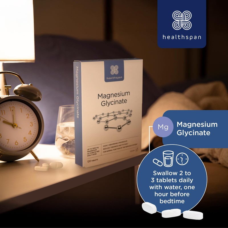 Healthspan Magnesium Glycinate 1500mg (120 Tablets) | Unwind at Bedtime