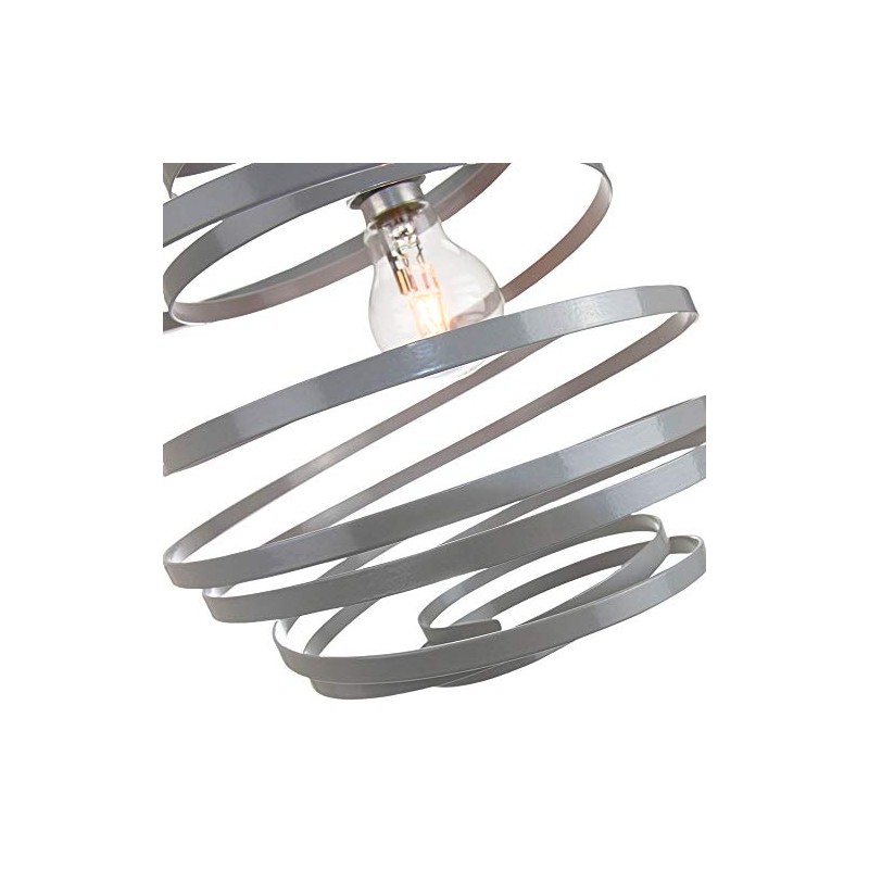 Modern Designer Grey Gloss Metal Double Ribbon Spiral Swirl Ceiling
