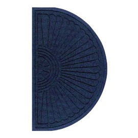 M+A Matting 2246 Waterhog Eco Grand Premier PET Polyester Fiber Half Oval Entrance Indoor/Outdoor Floor Mat, SBR Rubber Backing, 3.3' Length x 6' Width, 3/8" Thick, Indigo