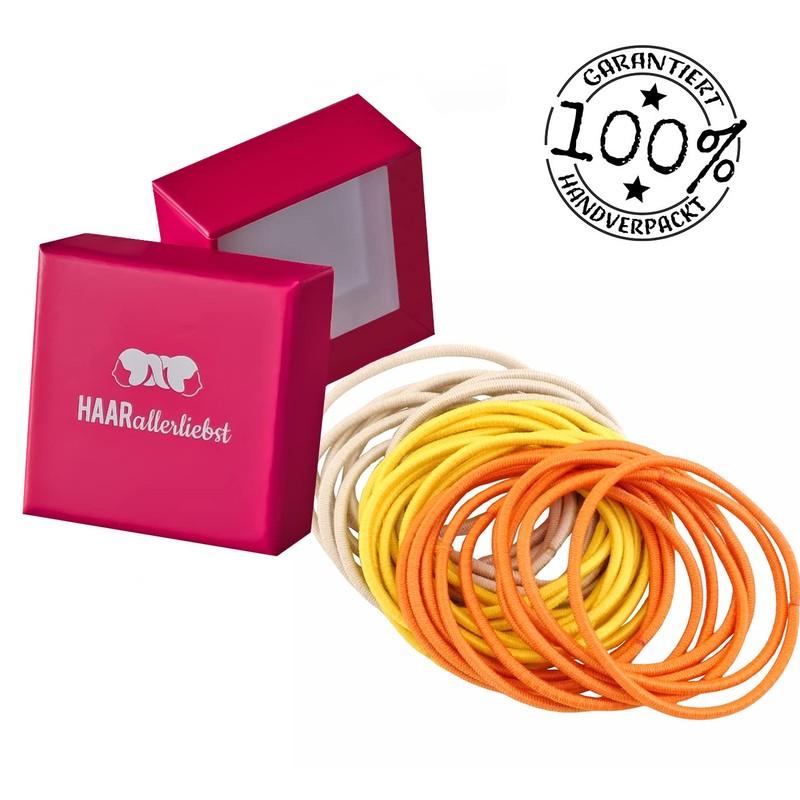 HAARallerliebst Hair Bobbles Extra Thin (Pack of 30, Beige, Yellow,