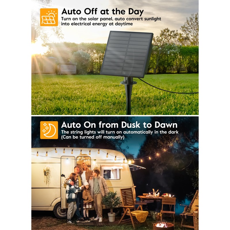 Brightown Solar String Lights Outdoor - 38FT Patio With Remote,