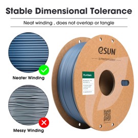 eSUN eSUN PLA Basic Filament 1.75mm, 3D Printer Filament High Speed PLA for Fast Printing, 1KG Spool (2.2 LBS) 3D Printing Filament for High Speed 3D Printers, Grey