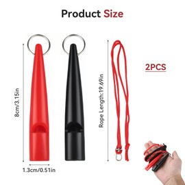 OIHCAZ Dog Whistles for Recall, 2PCS Dog Whistle with Lanyard for Dog Training, Loud 5000Hz ABS Distance Recall Whistle for All Dog Breeds and Ages(Black & Red)