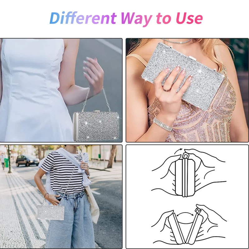 stablerice 4 Pieces Silver Clutch Purses Bag for Women Evening