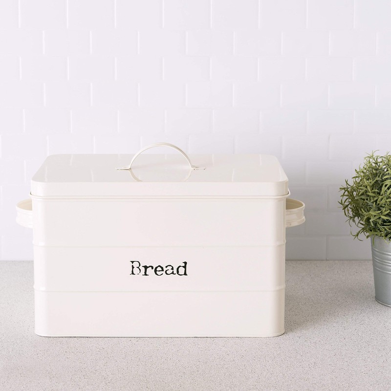 Home Basics Tin Canister Collection, 13-Liter Bread Box with Cover,