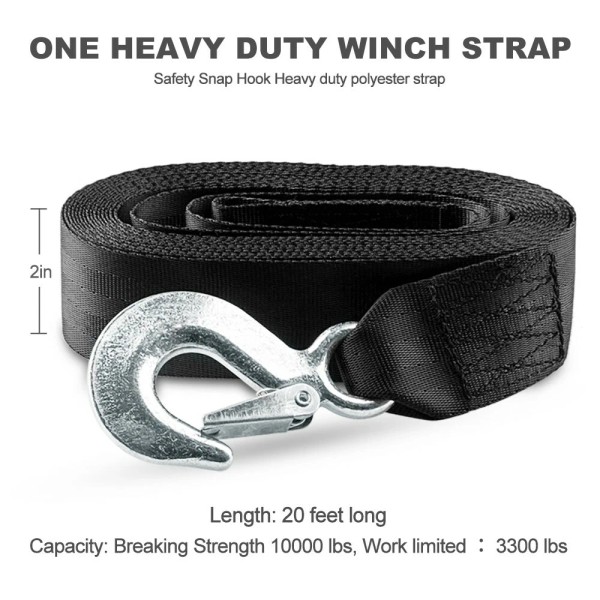 Carbole 2" x20' Heavy Duty Boat Trailer Winch Strap 3300