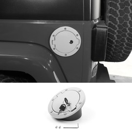 SQQP - Cubierta para depósito de gasolina para puerta de llenado de combustible JK, accesorios exteriores para puerta de combustible de aluminio para Jeep Wrangler JK 2007-2018 y Unlimited Sport Rubicon Sahara 2/4 puertas (blanco)
