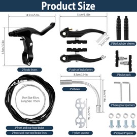 ELICNA Complete V-Brake Bicycle Brake Set for Front and Rear Brake Arms 110 mm with Linear Fede Suitable for 16-28 Inch Brake System for MTB Trekking City Bike