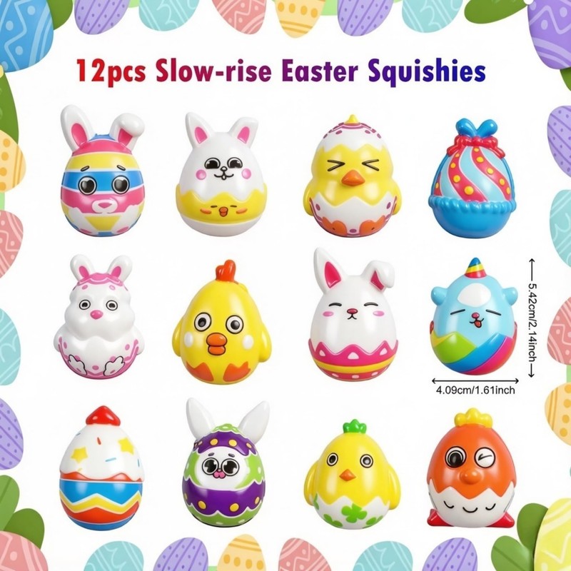 12 Pack Easter Squeeze Toys Slow Rising Squishy Toy for