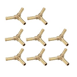 sourcing map Brass Nozzle Hose Connector Y-Shaped 3 Way Connector 6 mm Pack of 8