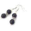 Ohrringe aus schwarzen Achatperlen und tibetischen Perlen