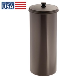 iDesign Freestanding Bathroom Toilet Paper Storage Holder with Lid for 3 Extra Rolls, Bronze