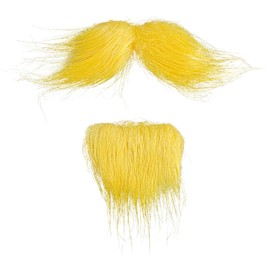 WILDREEDS Yellow Fake Mustache, Self Adhesive Fake Mustaches, Novelty Realistic Facial Hair for Cosplay Costume and Festival Party