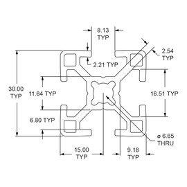 8020, 30-3030, 30 Series 30mm x 30mm Aluminum T-Slotted Extrusion T Slot Extruded 80/20 Profile Bar (700mm, Clear Anodize)
