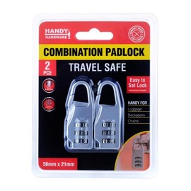 Handy Hardware 3-Digit Combination Padlock, Grey (Pack of 2)