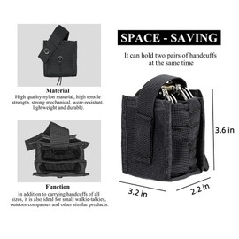 Double Handcuff Holster, Handcuff Case, Open Top Cuff Pouch for Duty Belt/Tactics Vest (Nylon-Black)