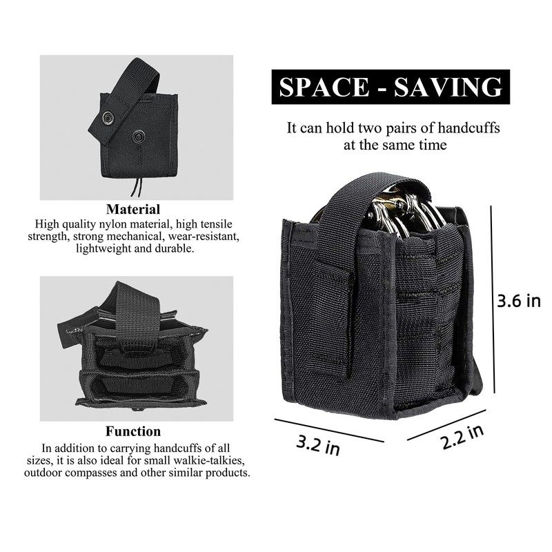 Double Handcuff Holster, Handcuff Case, Open Top Cuff Pouch for