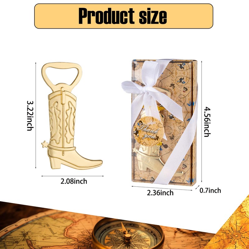 Uezea 12 Pack Cowboy Boot Bottle Opener Wedding Favors with