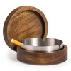 DDAJJAJ Wooden Ashtray with Lid for Smokers Stainless Steel Liner