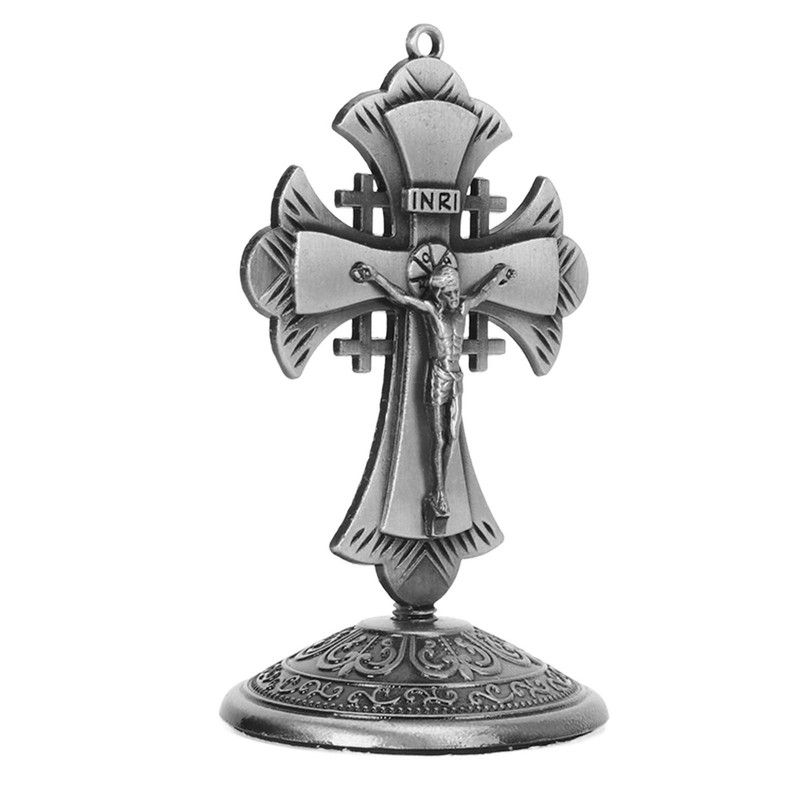 Jesus Statue Ornament Alloy Jesus Christ Cross Statue Figurine Christian