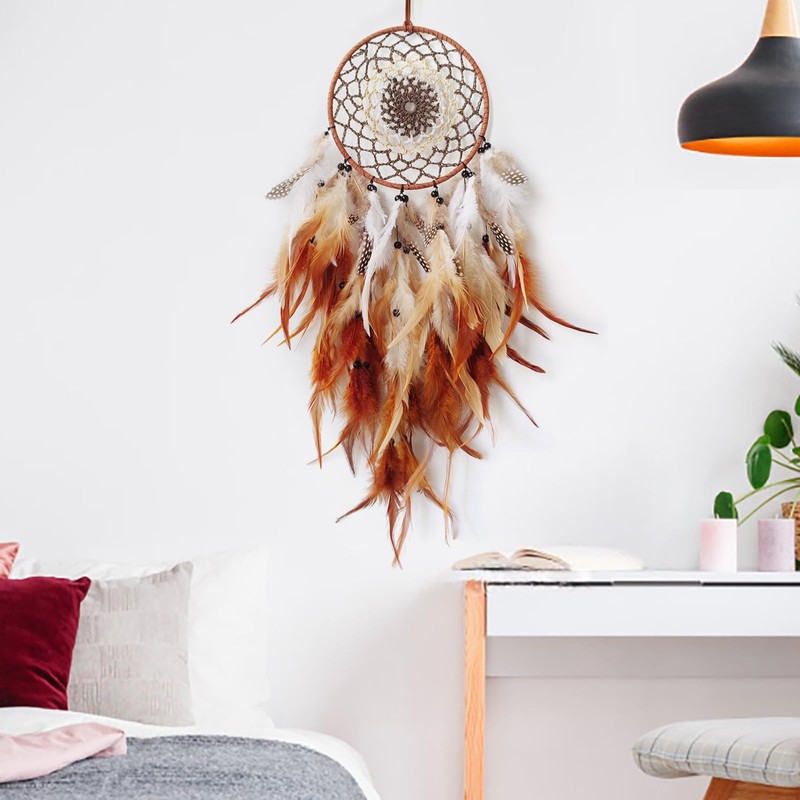 Donko Brown Feather Dream Catcher Wall Decor