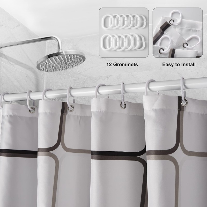 Dufu Waterproof Shower Curtain, Washable Quick Drying Textile Fabric Polyester