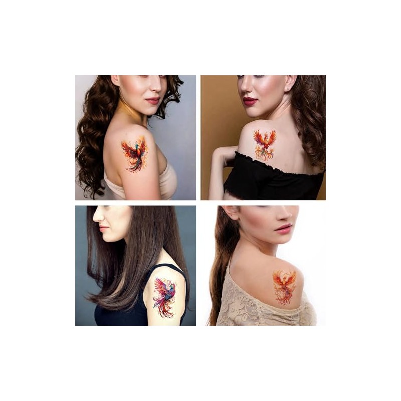 Dopetattoo 6 Sheets Temporary Fake Tattoos for Men Adults Phoenix