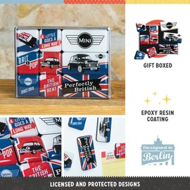 Nostalgic-Art Retro Kühlschrank-Magnete, 9 Stück, Mini – Union Jack – Geschenk-Idee für Mini Cooper Fans, Magnetset für Magnettafel, Vintage Design