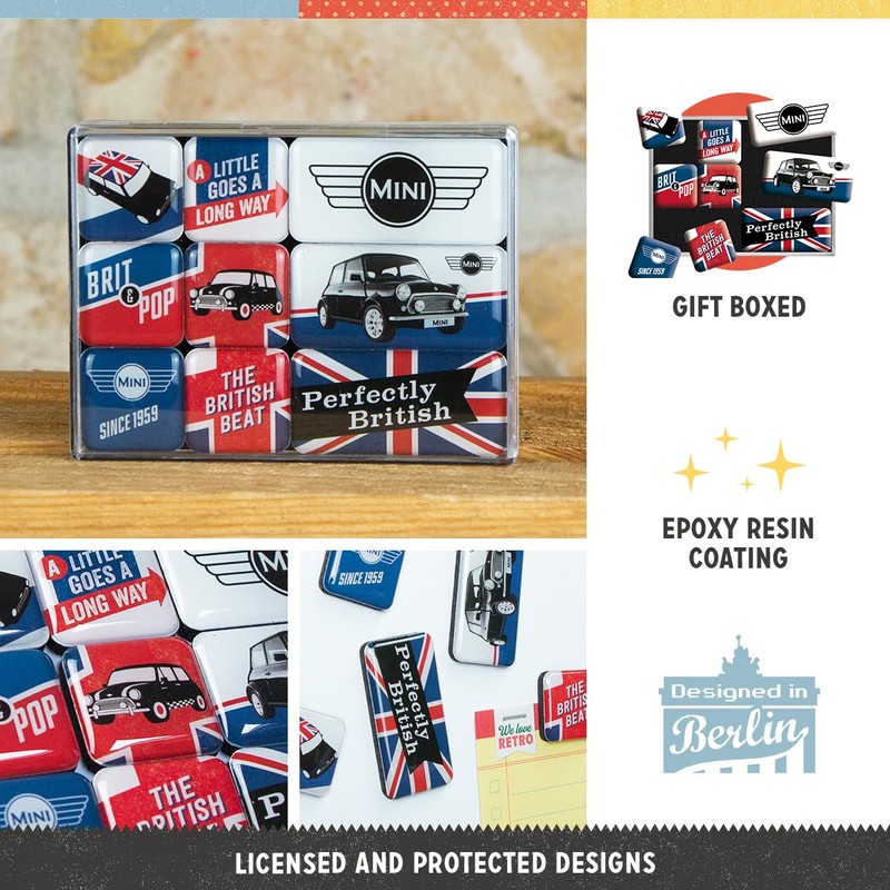 Nostalgic-Art Retro Kühlschrank-Magnete, 9 Stück, Mini – Union Jack –